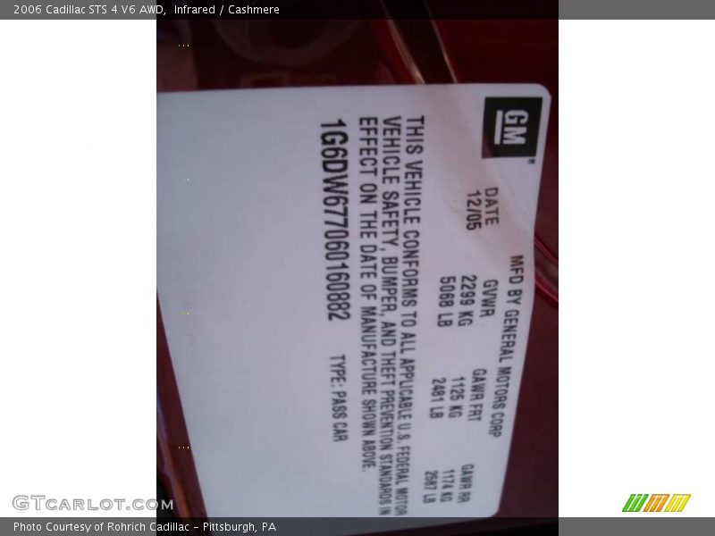 Infrared / Cashmere 2006 Cadillac STS 4 V6 AWD