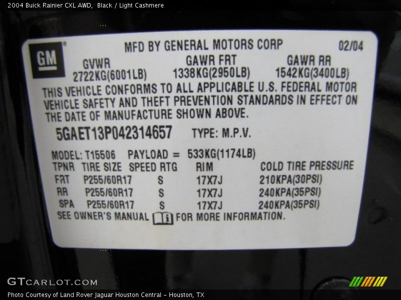 Black / Light Cashmere 2004 Buick Rainier CXL AWD
