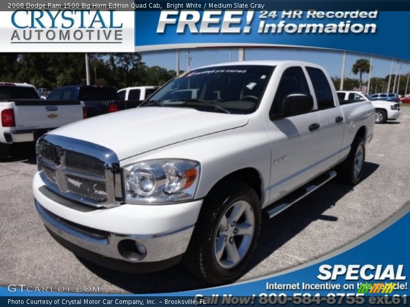 Bright White / Medium Slate Gray 2008 Dodge Ram 1500 Big Horn Edition Quad Cab