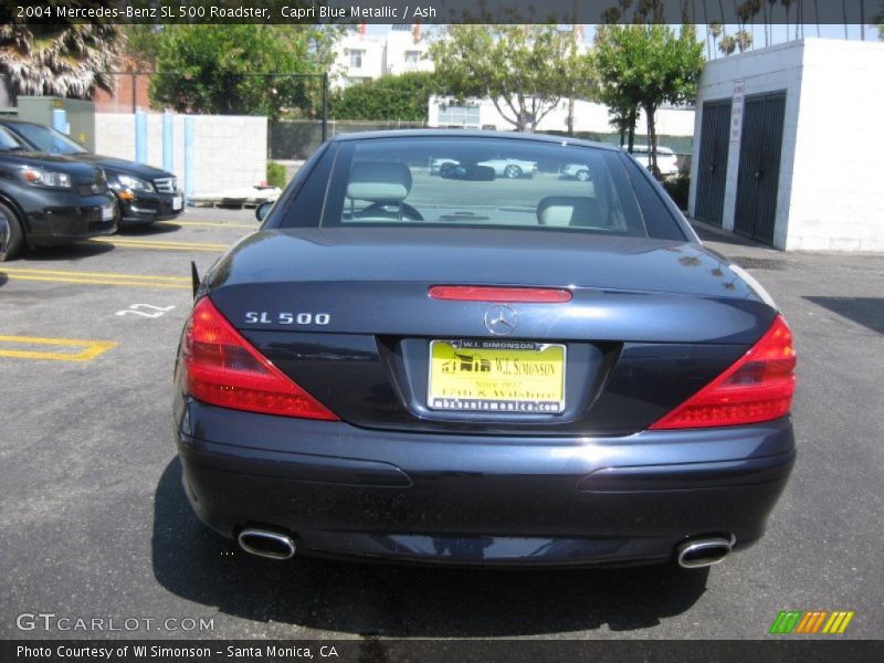 Capri Blue Metallic / Ash 2004 Mercedes-Benz SL 500 Roadster