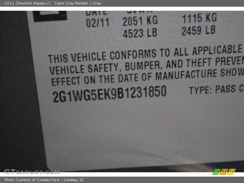 Cyber Gray Metallic / Gray 2011 Chevrolet Impala LT