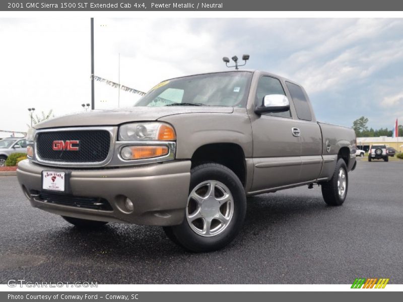 Pewter Metallic / Neutral 2001 GMC Sierra 1500 SLT Extended Cab 4x4