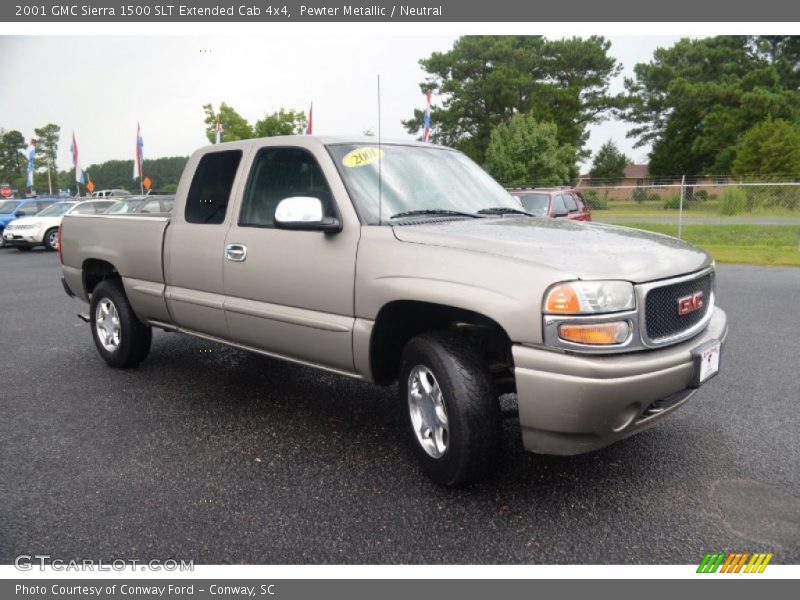 Pewter Metallic / Neutral 2001 GMC Sierra 1500 SLT Extended Cab 4x4