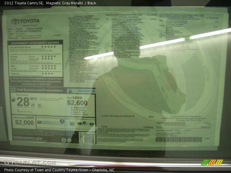 Magnetic Gray Metallic / Black 2012 Toyota Camry SE