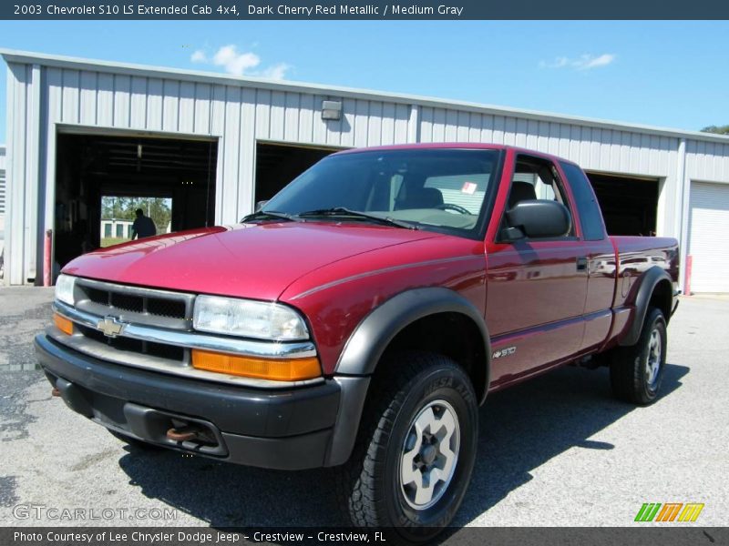 Dark Cherry Red Metallic / Medium Gray 2003 Chevrolet S10 LS Extended Cab 4x4