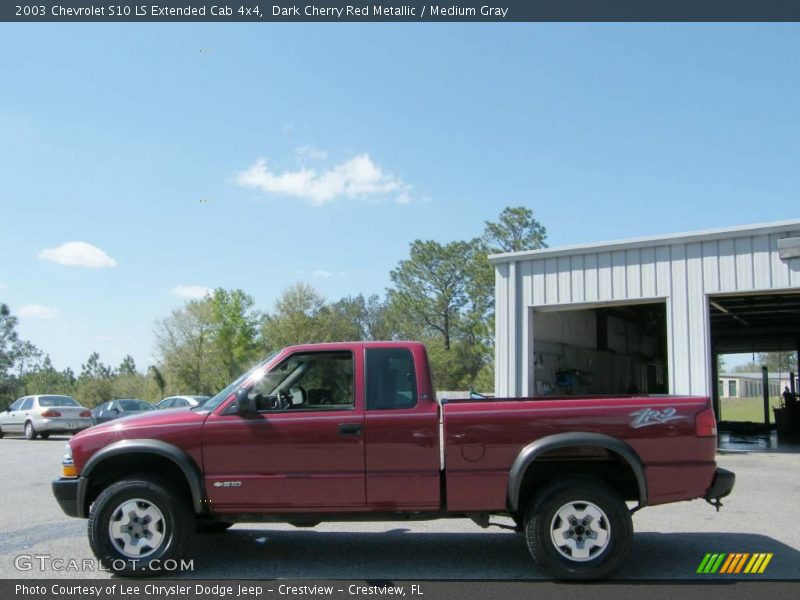 Dark Cherry Red Metallic / Medium Gray 2003 Chevrolet S10 LS Extended Cab 4x4