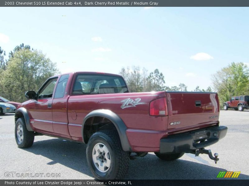 Dark Cherry Red Metallic / Medium Gray 2003 Chevrolet S10 LS Extended Cab 4x4