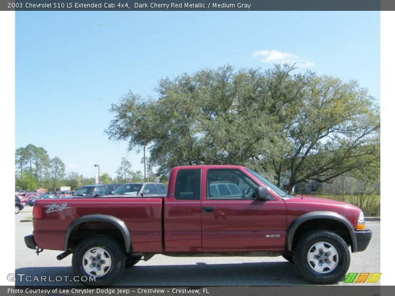 Dark Cherry Red Metallic / Medium Gray 2003 Chevrolet S10 LS Extended Cab 4x4