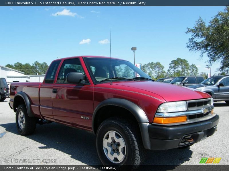 Dark Cherry Red Metallic / Medium Gray 2003 Chevrolet S10 LS Extended Cab 4x4