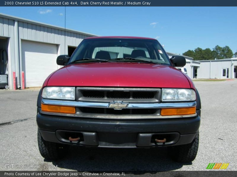 Dark Cherry Red Metallic / Medium Gray 2003 Chevrolet S10 LS Extended Cab 4x4