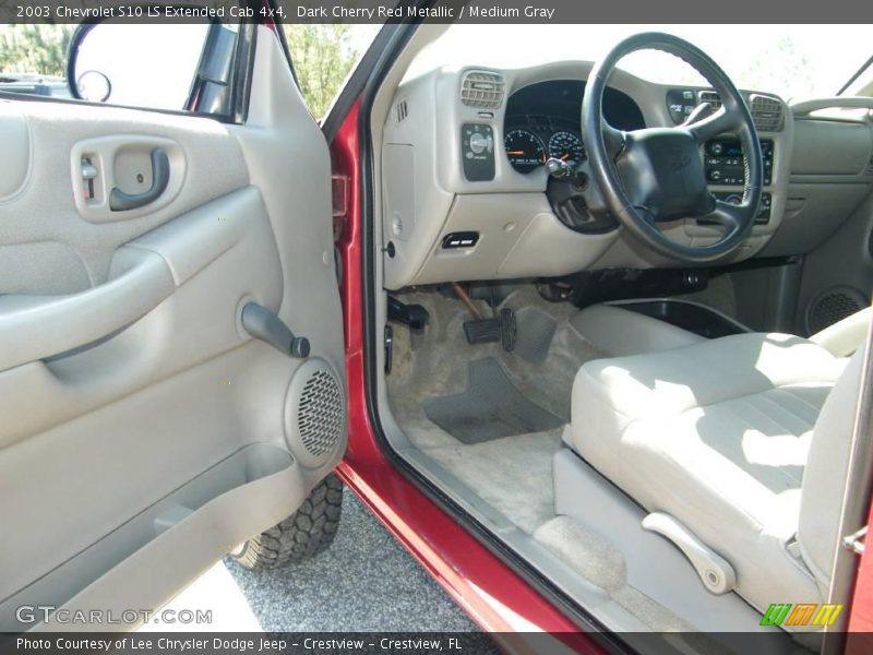 Dark Cherry Red Metallic / Medium Gray 2003 Chevrolet S10 LS Extended Cab 4x4