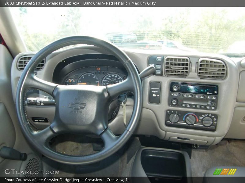 Dark Cherry Red Metallic / Medium Gray 2003 Chevrolet S10 LS Extended Cab 4x4