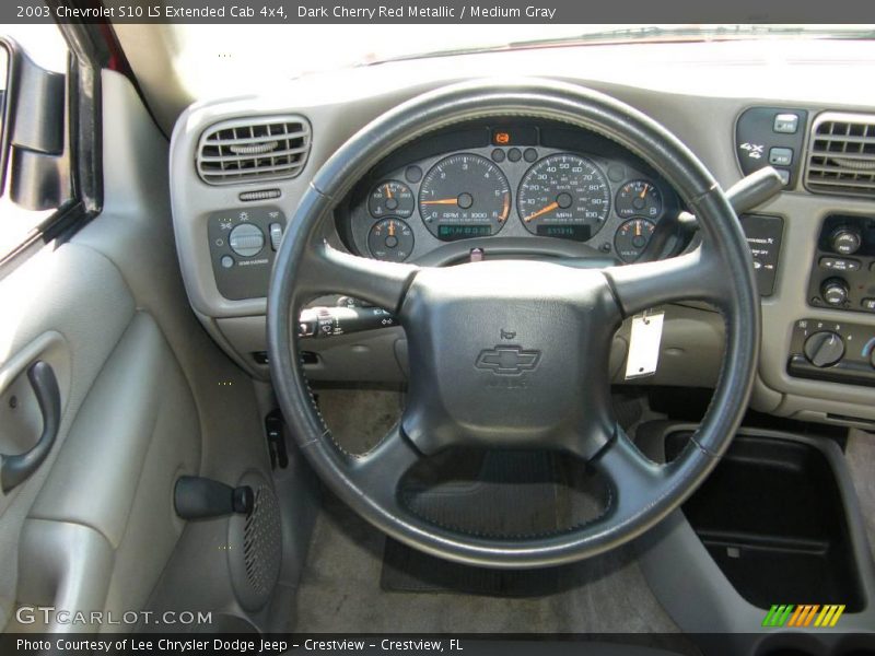 Dark Cherry Red Metallic / Medium Gray 2003 Chevrolet S10 LS Extended Cab 4x4