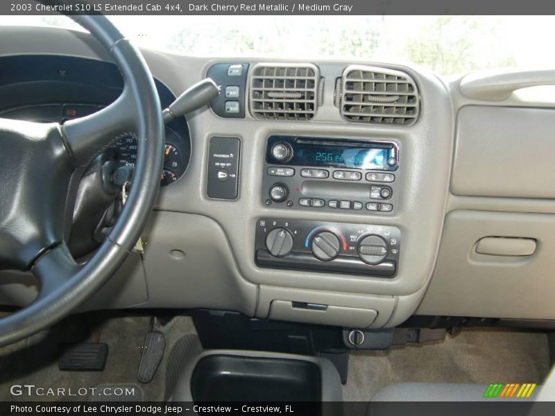 Dark Cherry Red Metallic / Medium Gray 2003 Chevrolet S10 LS Extended Cab 4x4