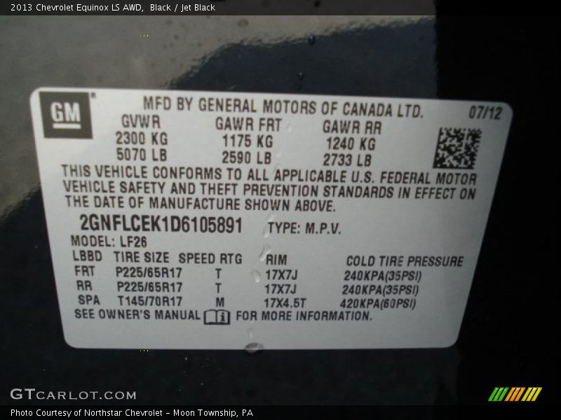 Black / Jet Black 2013 Chevrolet Equinox LS AWD