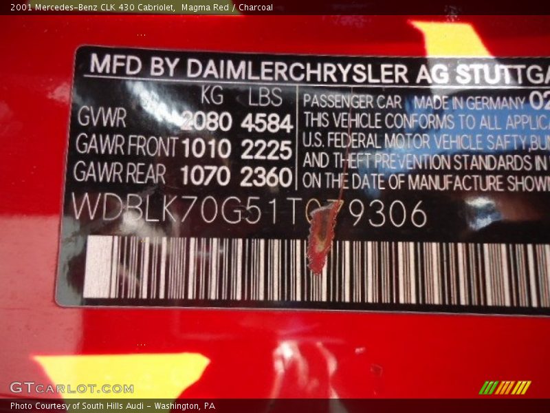Magma Red / Charcoal 2001 Mercedes-Benz CLK 430 Cabriolet