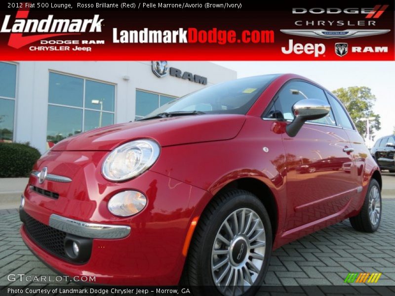 Rosso Brillante (Red) / Pelle Marrone/Avorio (Brown/Ivory) 2012 Fiat 500 Lounge