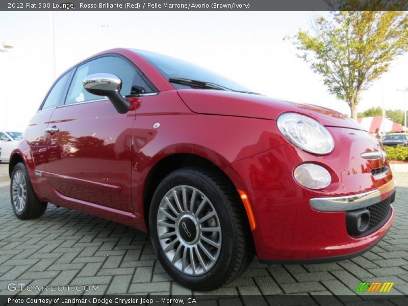 Rosso Brillante (Red) / Pelle Marrone/Avorio (Brown/Ivory) 2012 Fiat 500 Lounge