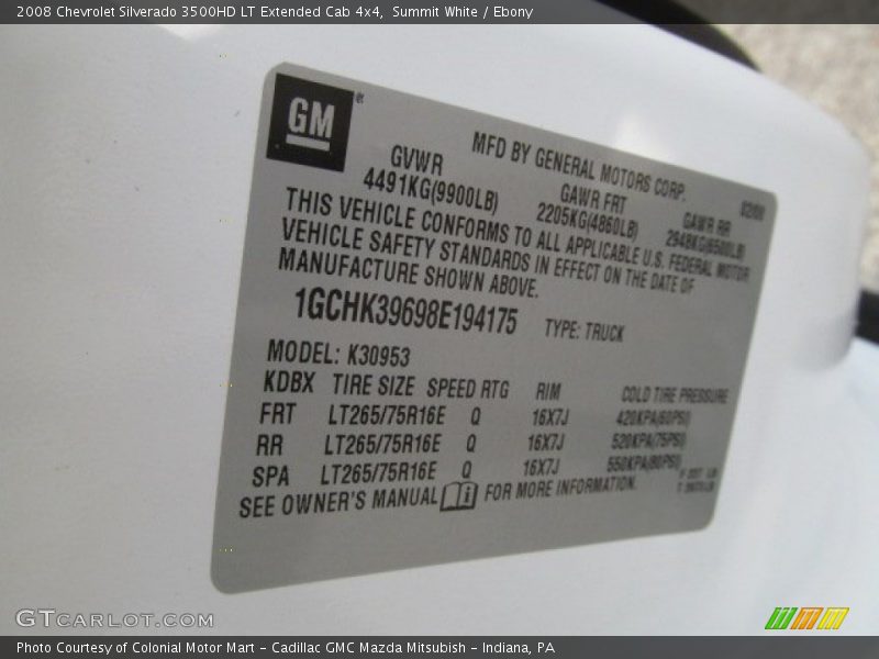Summit White / Ebony 2008 Chevrolet Silverado 3500HD LT Extended Cab 4x4