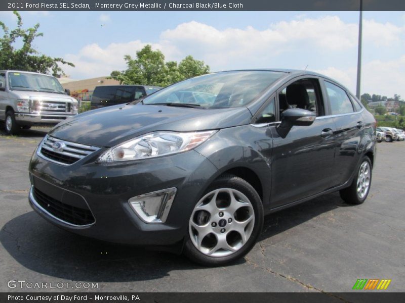 Monterey Grey Metallic / Charcoal Black/Blue Cloth 2011 Ford Fiesta SEL Sedan