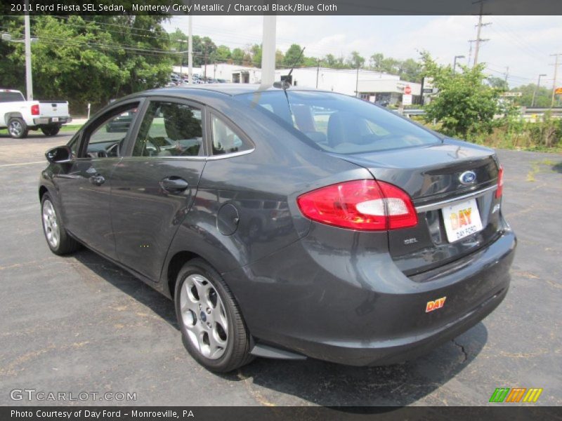 Monterey Grey Metallic / Charcoal Black/Blue Cloth 2011 Ford Fiesta SEL Sedan