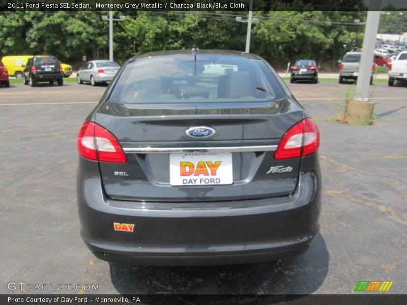 Monterey Grey Metallic / Charcoal Black/Blue Cloth 2011 Ford Fiesta SEL Sedan