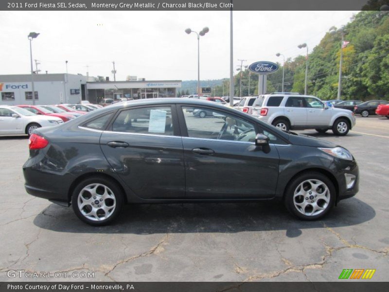 Monterey Grey Metallic / Charcoal Black/Blue Cloth 2011 Ford Fiesta SEL Sedan