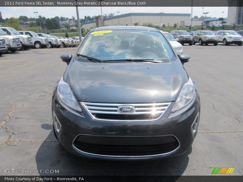 Monterey Grey Metallic / Charcoal Black/Blue Cloth 2011 Ford Fiesta SEL Sedan