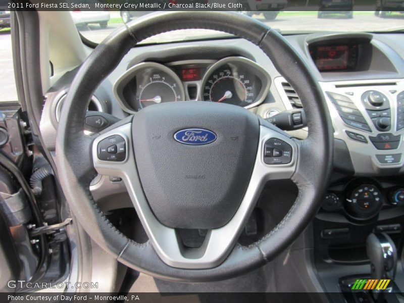 Monterey Grey Metallic / Charcoal Black/Blue Cloth 2011 Ford Fiesta SEL Sedan