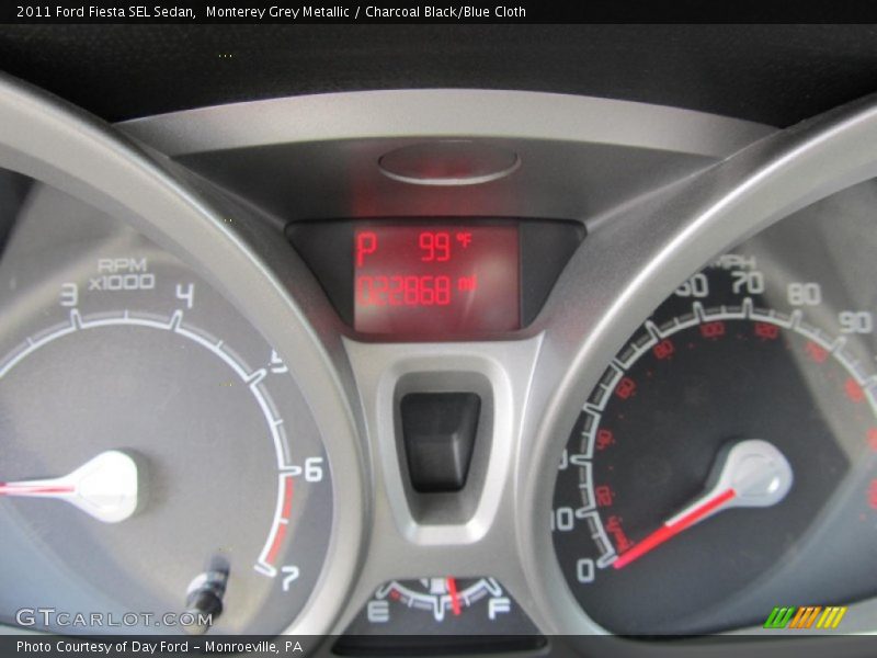 Monterey Grey Metallic / Charcoal Black/Blue Cloth 2011 Ford Fiesta SEL Sedan