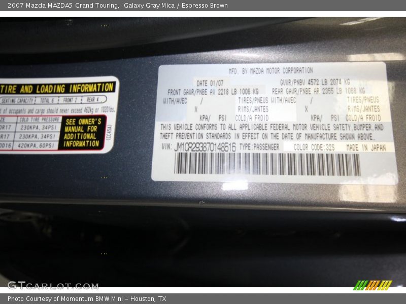 Galaxy Gray Mica / Espresso Brown 2007 Mazda MAZDA5 Grand Touring