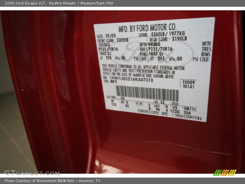 Redfire Metallic / Medium/Dark Flint 2006 Ford Escape XLT