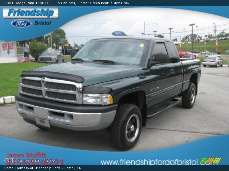 Forest Green Pearl / Mist Gray 2001 Dodge Ram 1500 SLT Club Cab 4x4