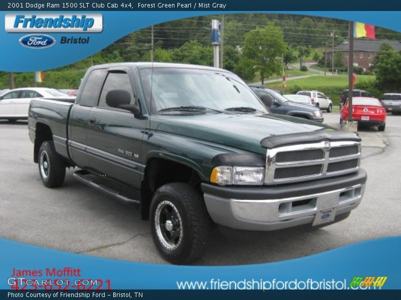 Forest Green Pearl / Mist Gray 2001 Dodge Ram 1500 SLT Club Cab 4x4
