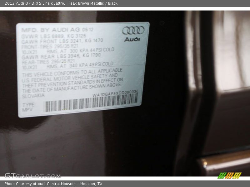 Teak Brown Metallic / Black 2013 Audi Q7 3.0 S Line quattro