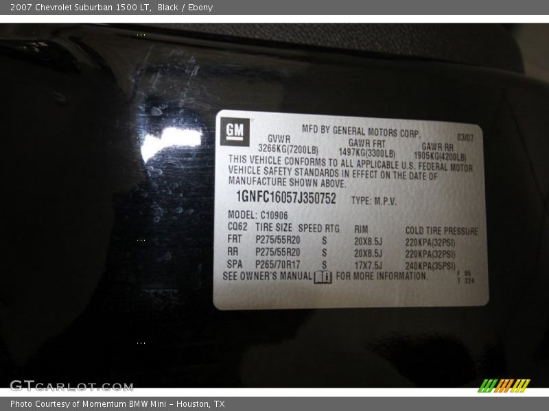 Black / Ebony 2007 Chevrolet Suburban 1500 LT
