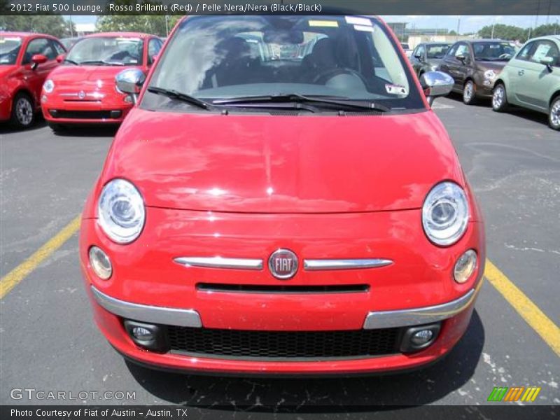 Rosso Brillante (Red) / Pelle Nera/Nera (Black/Black) 2012 Fiat 500 Lounge