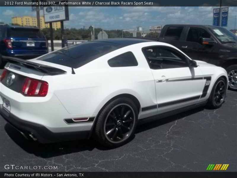 Performance White / Charcoal Black Recaro Sport Seats 2012 Ford Mustang Boss 302