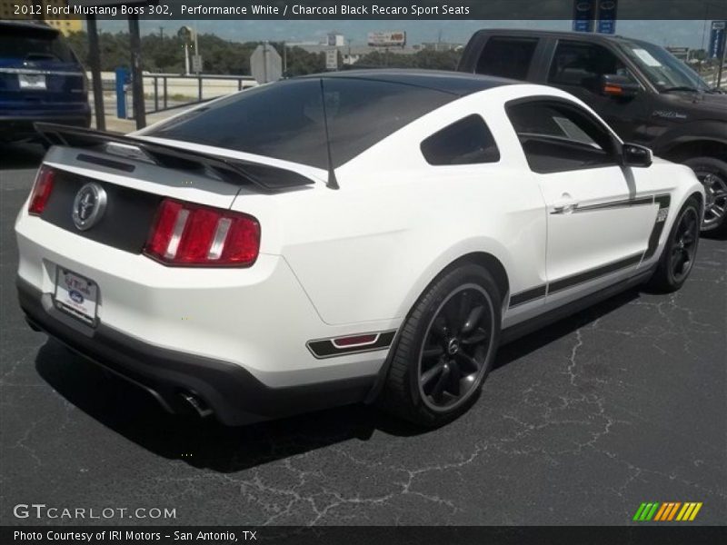 Performance White / Charcoal Black Recaro Sport Seats 2012 Ford Mustang Boss 302