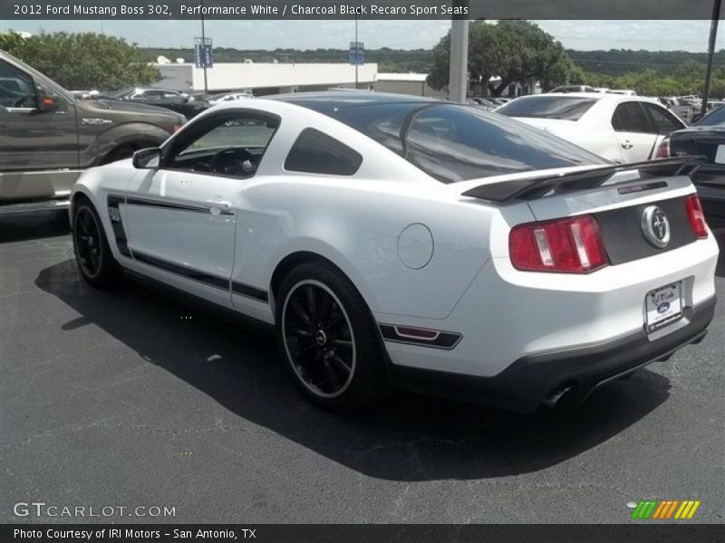 Performance White / Charcoal Black Recaro Sport Seats 2012 Ford Mustang Boss 302