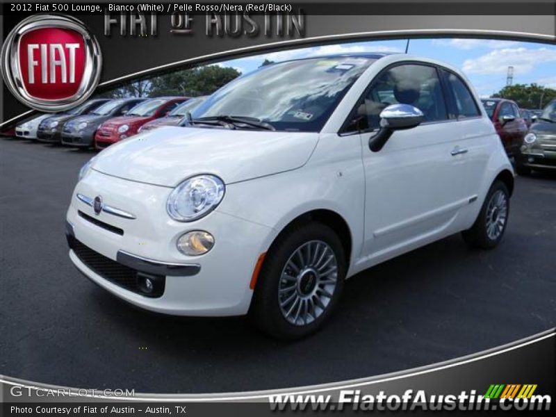 Bianco (White) / Pelle Rosso/Nera (Red/Black) 2012 Fiat 500 Lounge