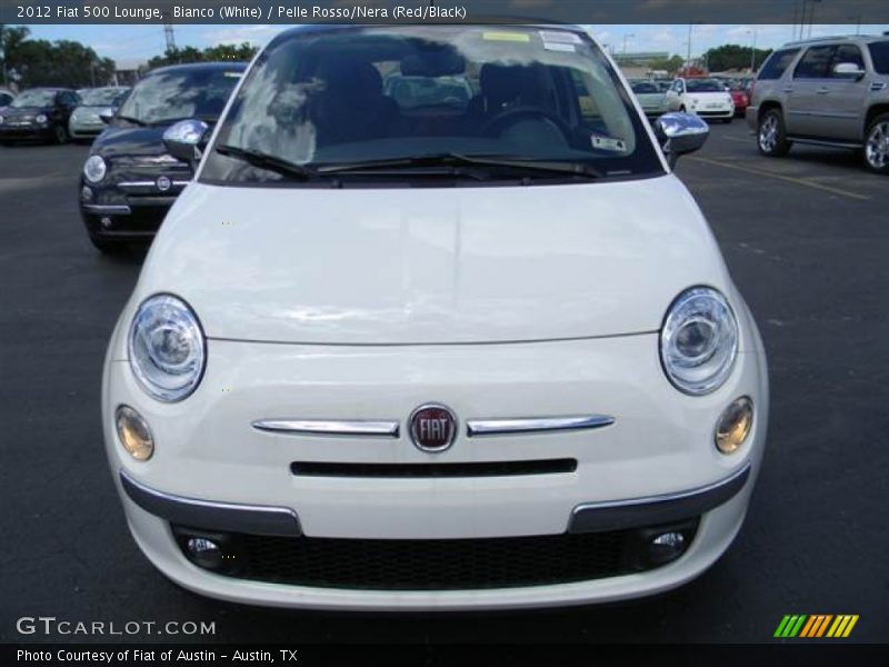 Bianco (White) / Pelle Rosso/Nera (Red/Black) 2012 Fiat 500 Lounge
