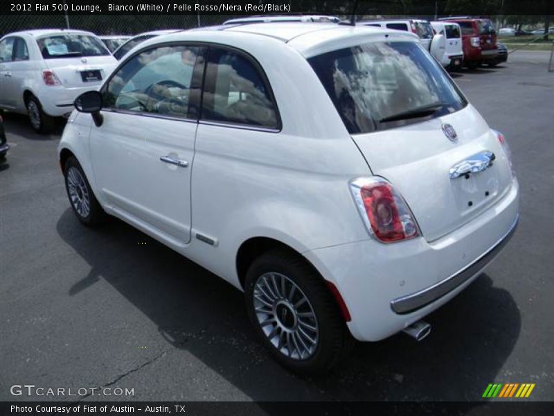 Bianco (White) / Pelle Rosso/Nera (Red/Black) 2012 Fiat 500 Lounge