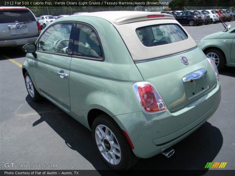 Verde Chiaro (Light Green) / Tessuto Marrone/Avorio (Brown/Ivory) 2012 Fiat 500 c cabrio Pop