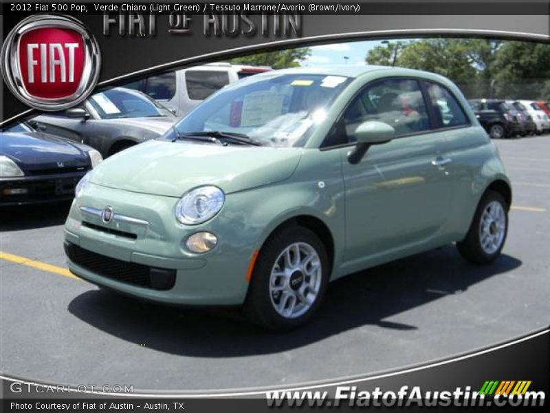 Verde Chiaro (Light Green) / Tessuto Marrone/Avorio (Brown/Ivory) 2012 Fiat 500 Pop