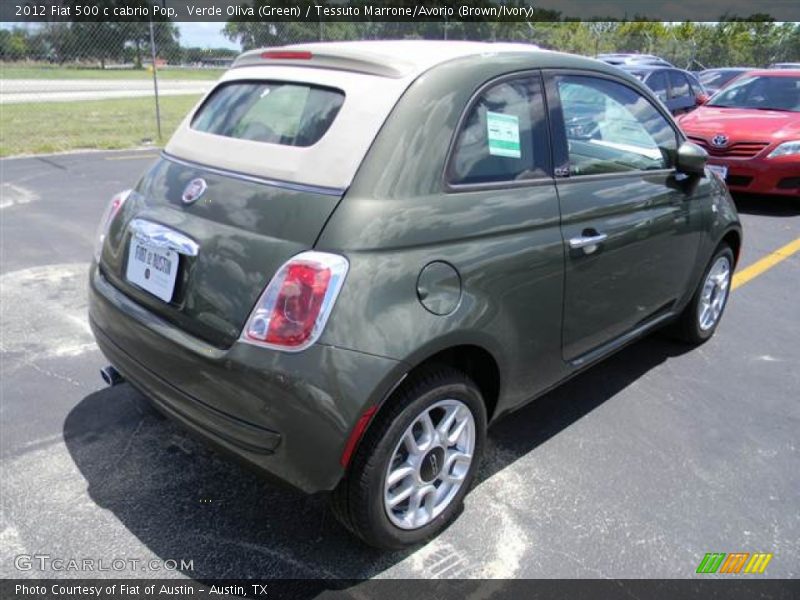 Verde Oliva (Green) / Tessuto Marrone/Avorio (Brown/Ivory) 2012 Fiat 500 c cabrio Pop