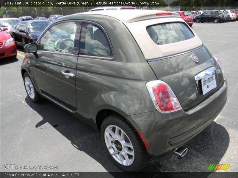 Verde Oliva (Green) / Tessuto Marrone/Avorio (Brown/Ivory) 2012 Fiat 500 c cabrio Pop