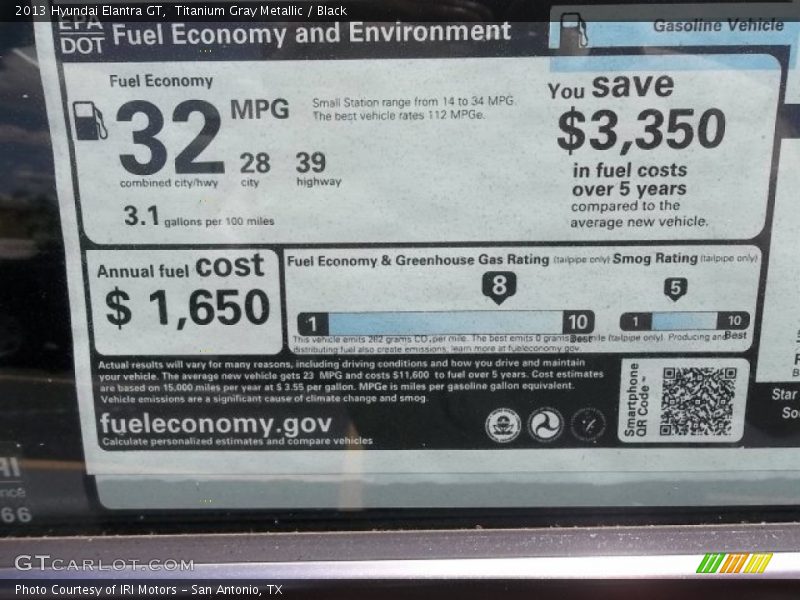 Titanium Gray Metallic / Black 2013 Hyundai Elantra GT