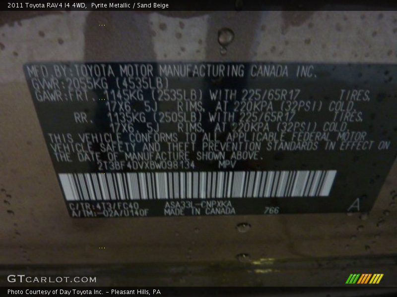 Pyrite Metallic / Sand Beige 2011 Toyota RAV4 I4 4WD