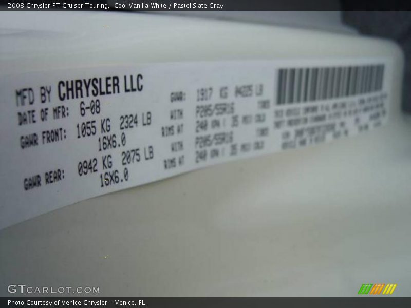 Cool Vanilla White / Pastel Slate Gray 2008 Chrysler PT Cruiser Touring